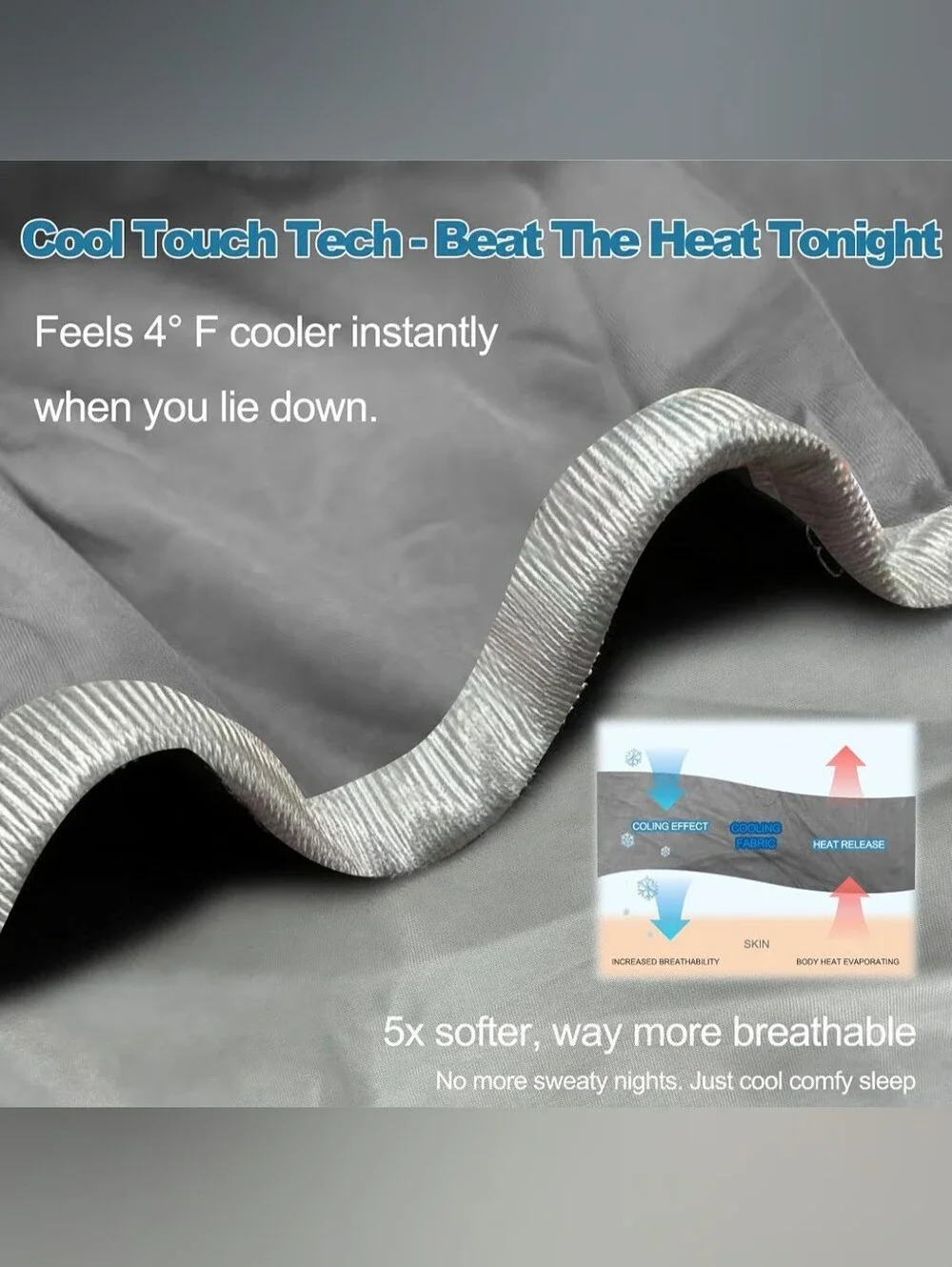 Cooling Blanket - Light Gray Cooling Bed Blanket